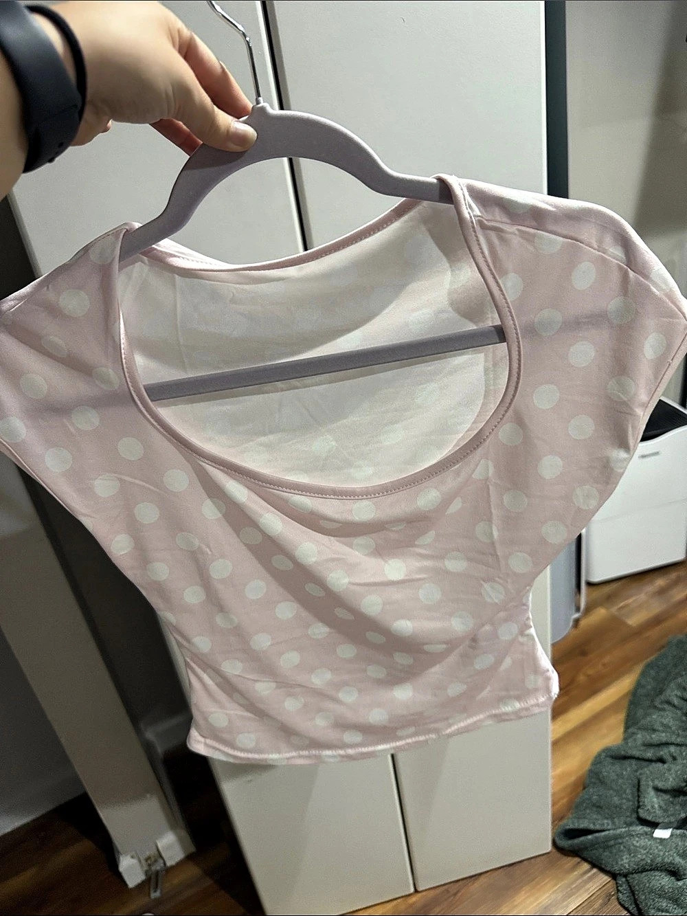 Polka Dot Crop Top in Pink & White